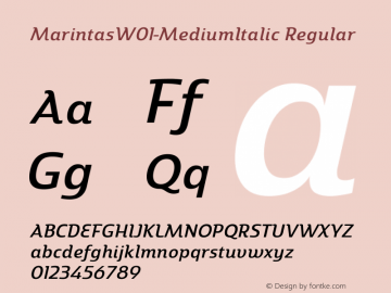 Marintas W01 Medium Italic Version 1.00 Font Sample