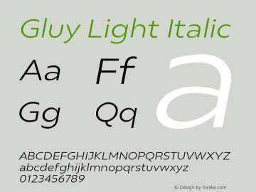 Gluy Light Italic 1.000图片样张