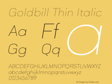 Goldbill Thin Italic 1.000图片样张