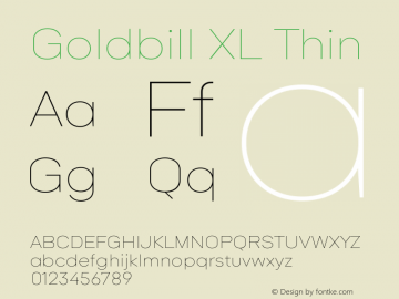 Goldbill XL Thin 1.000 Font Sample