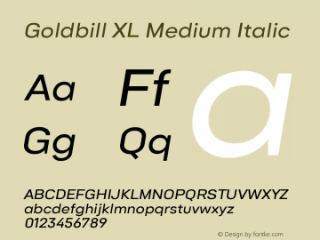 Goldbill XL Medium Italic 1.000 Font Sample