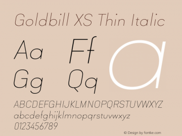 Goldbill XS Thin Italic 1.000图片样张