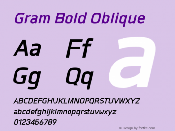 Gram Bold Oblique 1.000 Font Sample