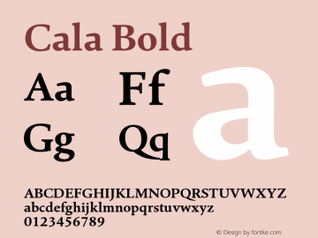 Cala-Bold Version 0.00 Font Sample