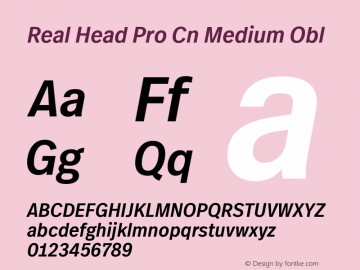 Real Head Pro Cn Medium Obl Version 1.00 Font Sample