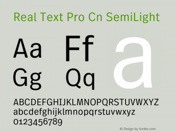 Real Text Pro Cn SemiLight Version 1.00 Font Sample