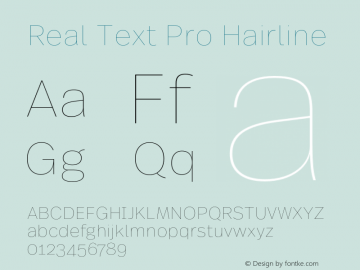 Real Text Pro Hairline Version 7.70 Font Sample