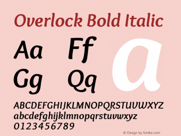Overlock Bold Italic Version 1.001 Font Sample