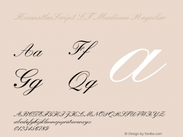 KuenstlerScript LT Medium Regular Version 6.1; 2002 Font Sample