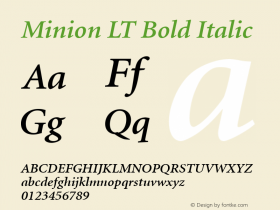 Minion LT Bold Italic Version 6.1; 2002图片样张