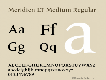 Meridien LT Medium Regular Version 6.1; 2002图片样张