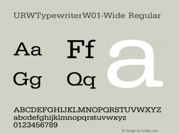 URW Typewriter W01 Wide Version 1.00 Font Sample