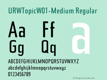 URW Topic W01 Medium Version 1.00 Font Sample