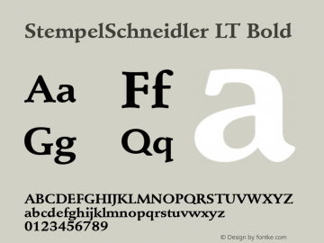 StempelSchneidler LT Bold Version 6.1; 2002 Font Sample