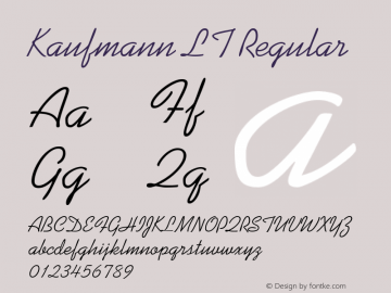 Kaufmann LT Regular Version 6.1; 2002 Font Sample