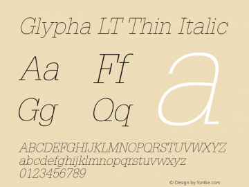Glypha LT Thin Italic Version 6.1; 2002图片样张