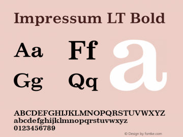 Impressum LT Bold Version 6.1; 2002 Font Sample