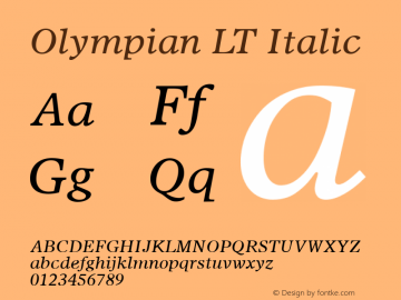 Olympian LT Italic Version 6.1; 2002图片样张