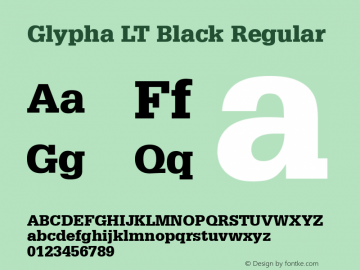 Glypha LT Black Regular Version 6.1; 2002 Font Sample