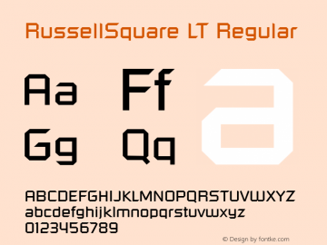 RussellSquare LT Regular Version 6.1; 2002 Font Sample