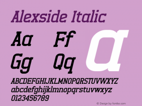 Alexside Italic Version 1.00;March 9, 2021;FontCreator 13.0.0.2683 64-bit图片样张