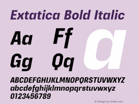 Extatica-BoldItalic Version 1.000; ttfautohint (v0.97) -l 8 -r 50 -G 200 -x 14 -f dflt -w G图片样张