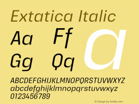 Extatica-Italic Version 1.000; ttfautohint (v0.97) -l 8 -r 50 -G 200 -x 14 -f dflt -w G图片样张