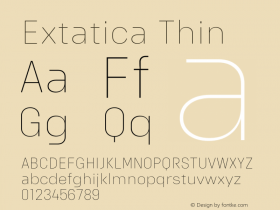 Extatica-Thin Version 1.000; ttfautohint (v0.97) -l 8 -r 50 -G 200 -x 14 -f dflt -w G图片样张