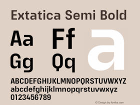 Extatica-SemiBold Version 1.000; ttfautohint (v0.97) -l 8 -r 50 -G 200 -x 14 -f dflt -w G图片样张