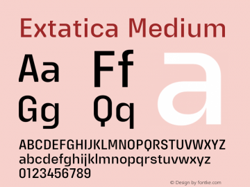 Extatica-Medium Version 1.000; ttfautohint (v0.97) -l 8 -r 50 -G 200 -x 14 -f dflt -w G Font Sample