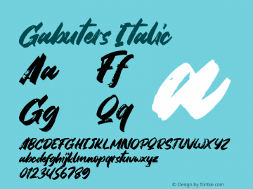 Gabuters Italic Version 1.00;March 9, 2021;FontCreator 13.0.0.2683 64-bit图片样张