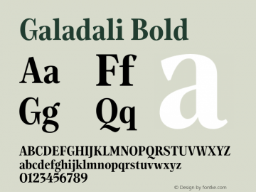 Galadali Bold Version 0.001;hotconv 1.0.109;makeotfexe 2.5.65596图片样张