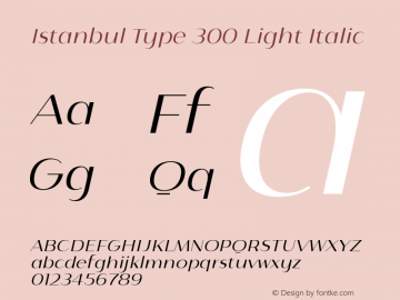 Istanbul Type 300 Light Italic Version 1.000图片样张