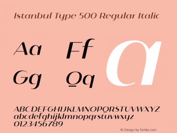Istanbul Type 500 Regular Italic Version 1.000图片样张