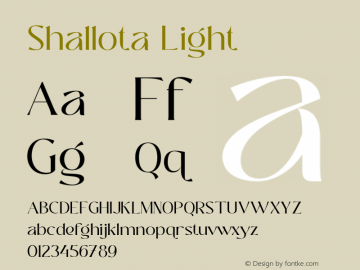 Shallota Light Version 1.000;hotconv 1.0.109;makeotfexe 2.5.65596 Font Sample