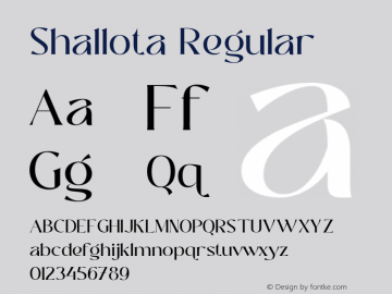 Shallota Regular Version 1.000;hotconv 1.0.109;makeotfexe 2.5.65596 Font Sample