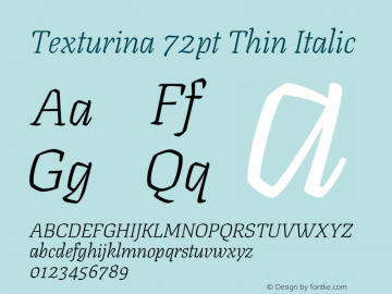 Texturina 72pt Thin Italic Version 1.003图片样张