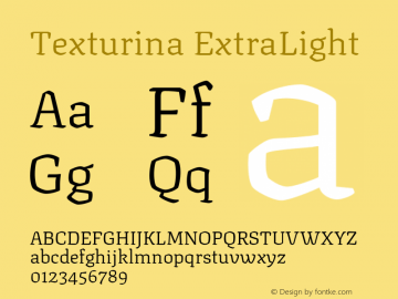 Texturina ExtraLight Version 1.003; ttfautohint (v1.8.3) Font Sample