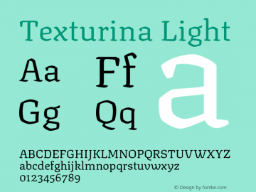 Texturina Light Version 1.003; ttfautohint (v1.8.3) Font Sample