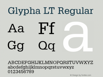 Glypha LT Regular Version 6.1; 2002 Font Sample