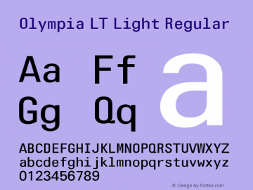 Olympia LT Light Regular Version 6.1; 2002 Font Sample