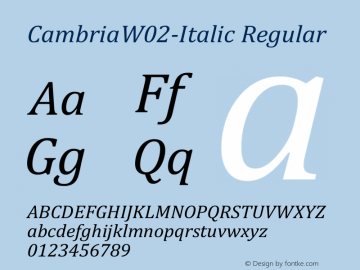 Cambria W02 Italic Version 1.1图片样张