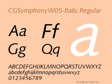 CG Symphony W05 Italic Version 1.00 Font Sample