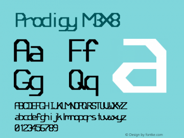 Prodigy-MThreeByEight Version 1.001 Font Sample