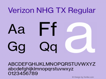 Verizon NHG TX Regular Version 1.01 Font Sample
