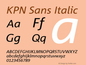 KPN Sans Italic Version 2.2; 2000 Font Sample