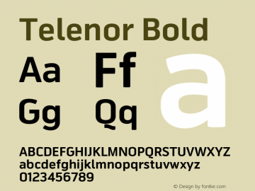 Telenor Bold Regular Version 1.000;PS 001.000;hotconv 1.0.70;makeotf.lib2.5.58329 DEVELOPMENT Font Sample