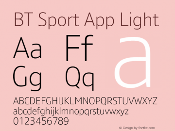 BT Sport App Light Version 1.001 Font Sample