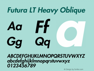 Futura LT Heavy Oblique 006.000 Font Sample