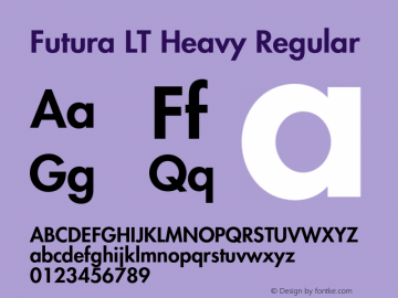 Futura LT Heavy Regular 006.000 Font Sample